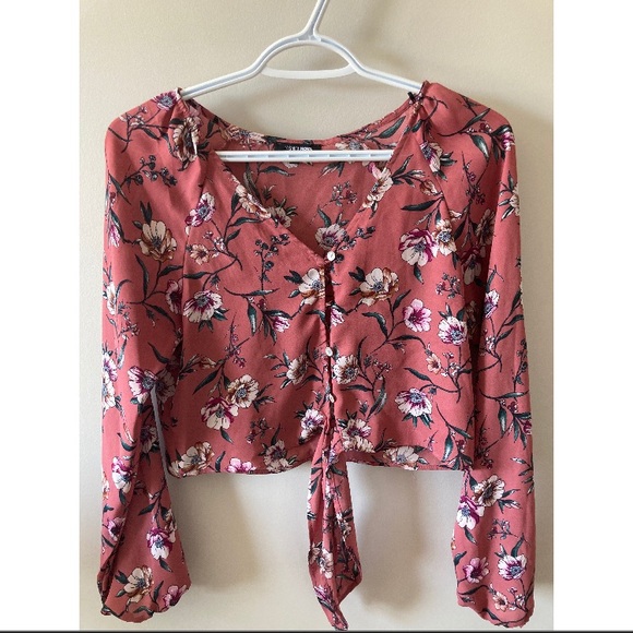PINK FLORAL SHIRT / BLOUSE - Picture 3 of 6
